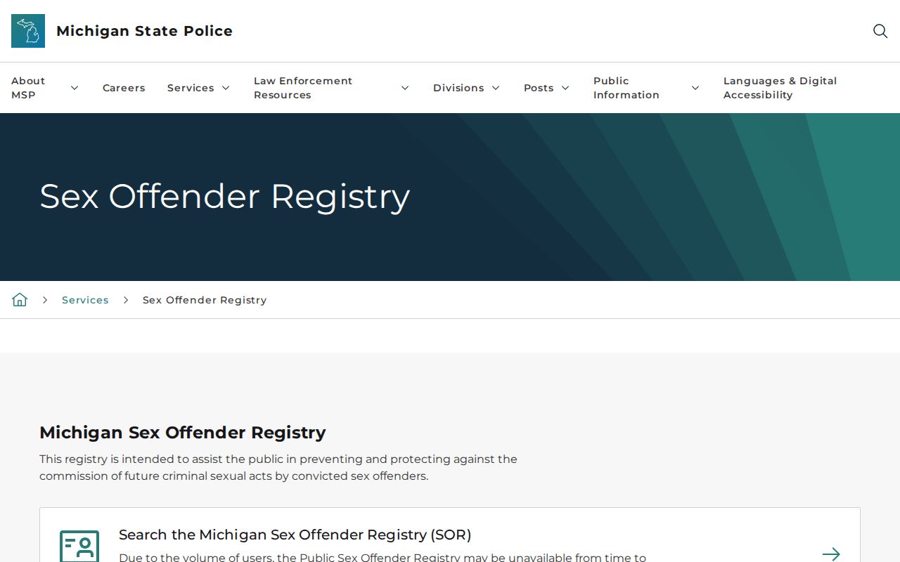 Wyoming residents directory screenshot of Michigan public registry search modes